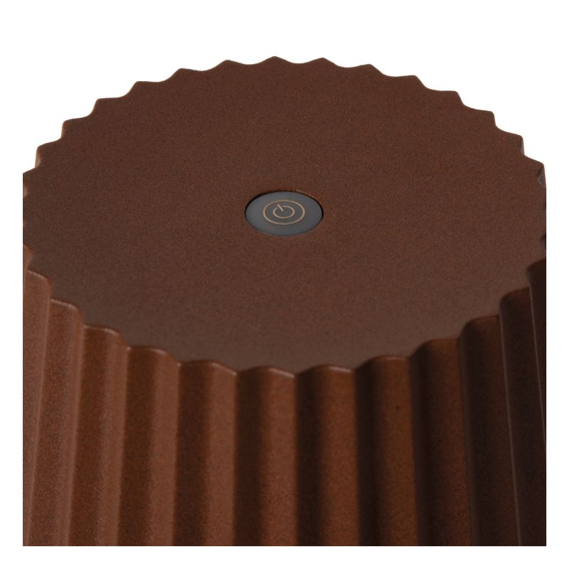 Lucide JUSTINE - Nabíjacia stolová lampa Vonkajšia - Batéria - LED Rozm. - 1x2W 2700K - IP54 - S bezdrôtovou nabíjacou podložkou - Rust Brown